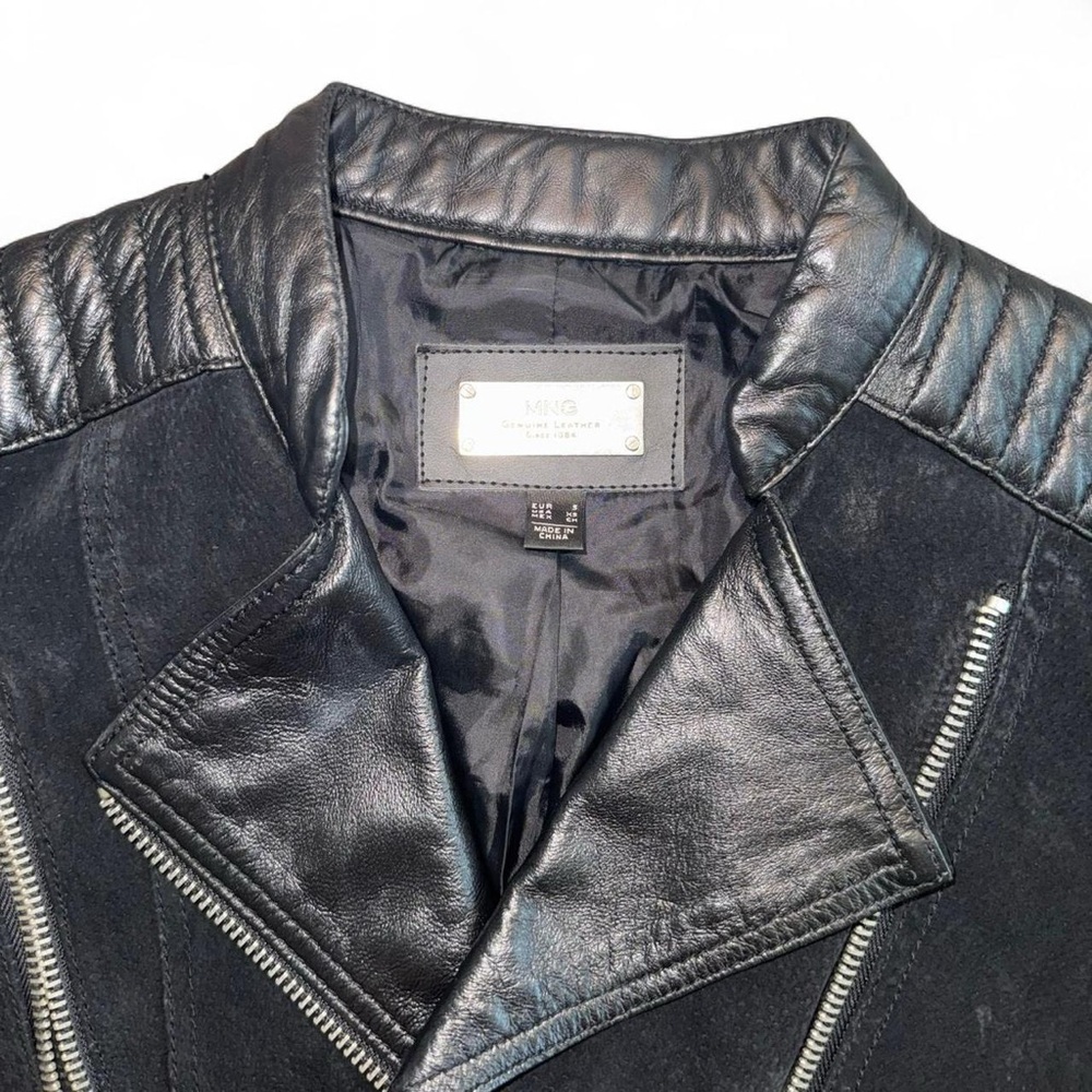 MNG Aritzia Black Pigskin Leather Biker Jacket XS - Picture 3 of 4